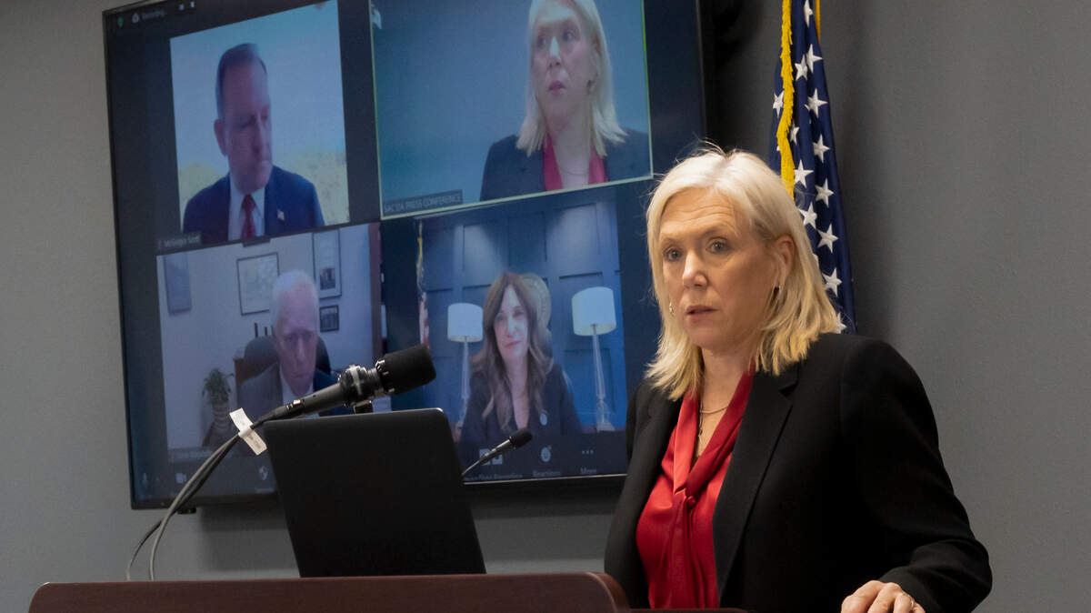 Sacramento County District Attorney Anne Marie Schubert speaks during a press conference in Sacramento on Tuesday, Nov. 24, 2020. Her political consultant says she is considering running for California attorney general.