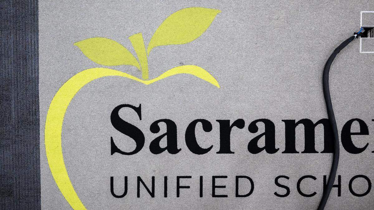 The Sacramento City Unified School District logo at the Serna Center in Sacramento. 