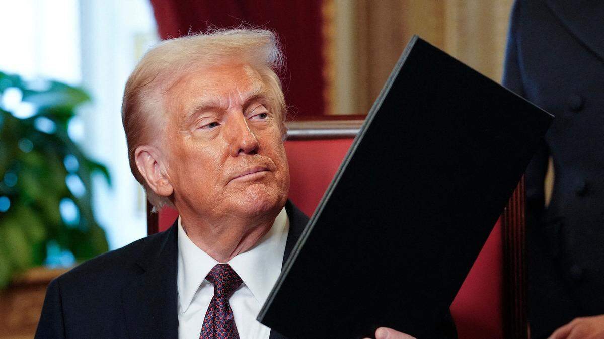 Newly sworn-in President Donald Trump takes part in a signing ceremony on Monday, Jan. 20, 2025, at the U.S. Capitol in Washington, D.C.