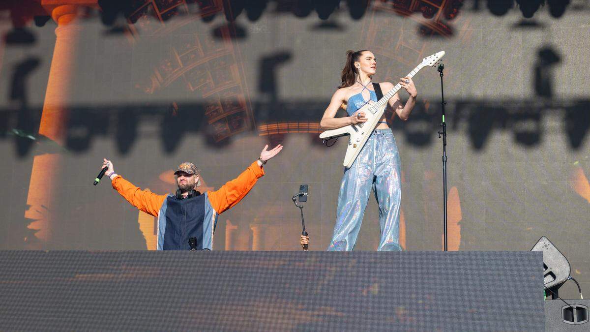 The dance music group Sofi Tukker performs at the BottleRock music festival in Napa on Friday, May 23, 2025. 