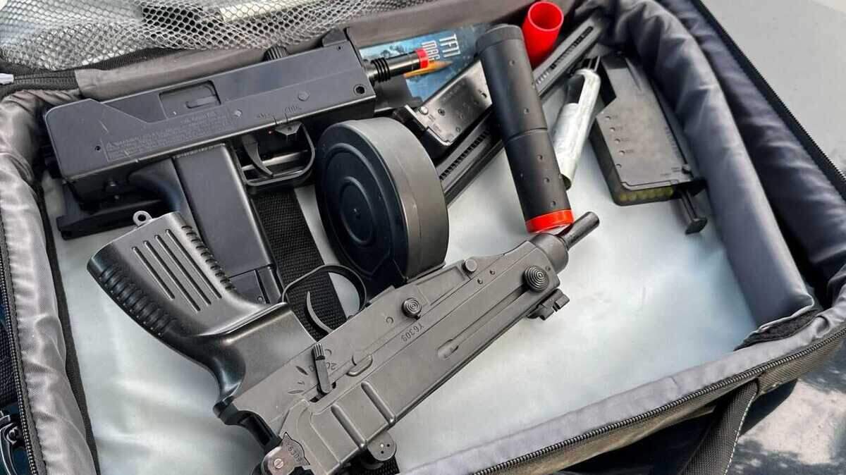 Investigators found replica guns at an Auburn home where they arrested a 21-year-old man accused of using a fake firearm in a convenience store robbery on Tuesday Nov. 14, 2023, in the 4200 block of Sierra College Boulevard in Rocklin, California.
