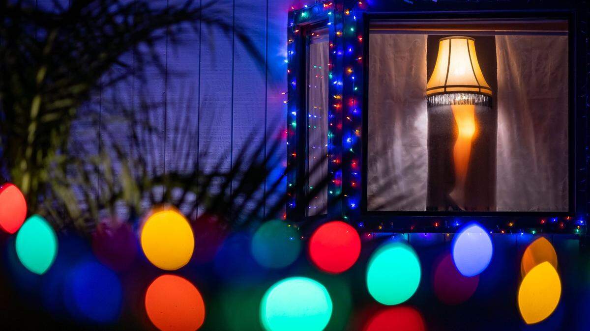 A leg-lamp similar to one featured in the movie “A Christmas Story” is on display, along with hundreds of other holiday lights and ornaments, at 79 Northlite Circle in Sacramento’s Greenhaven neighborhood Wednesday, Dec. 1, 2021.
