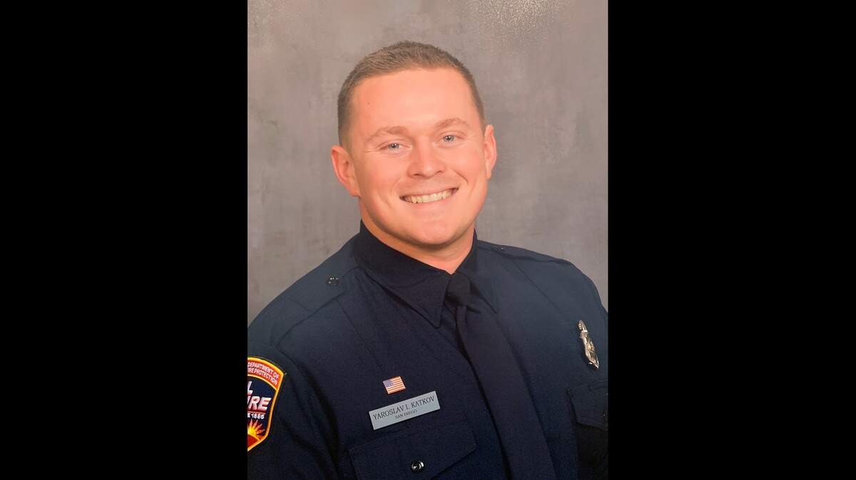 Cal Fire firefighter Yaroslav Katkov, 29, of Escondido, died Monday, July 29, after collapsing during a training hike, according to Cal Fire.