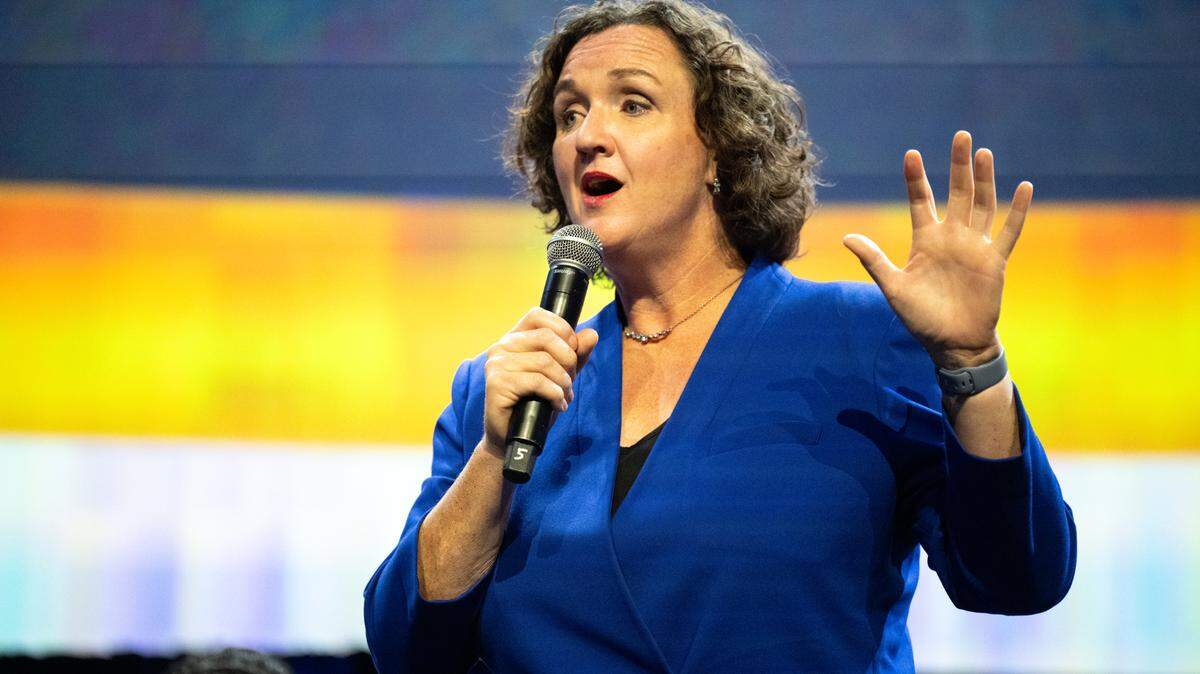 Former U.S. Rep. Katie Porter, a vying to become the first women elected governor of California.
