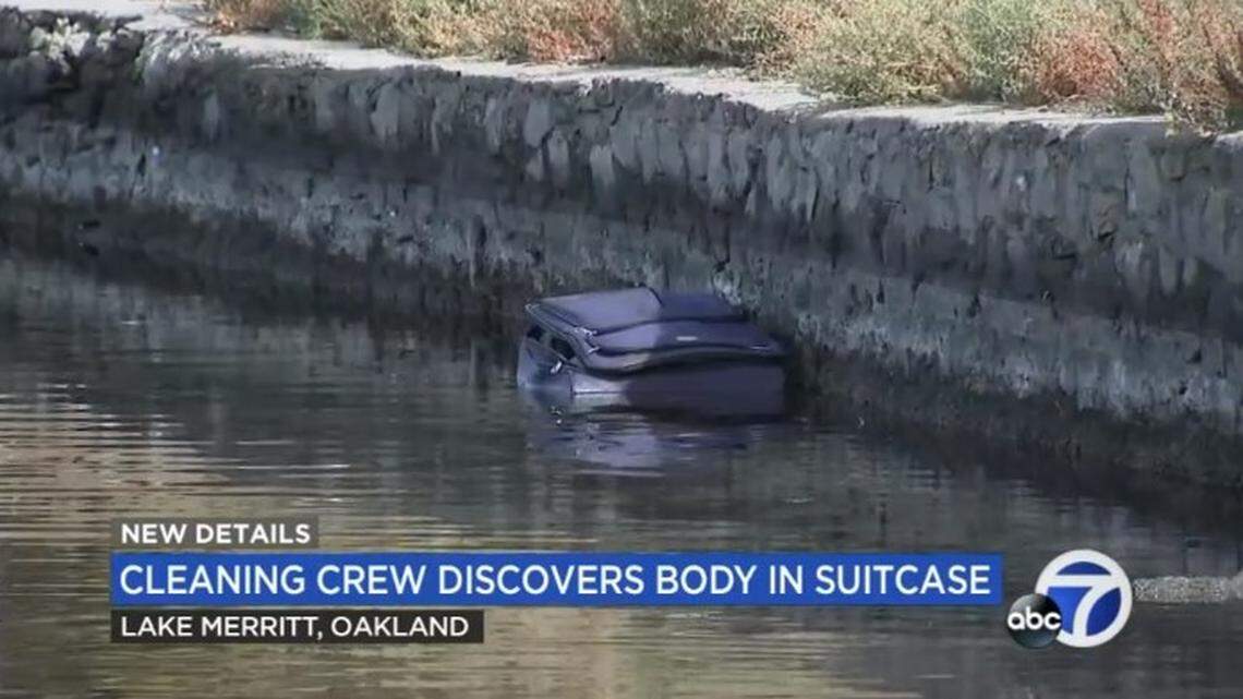 Volunteers cleaning at Lake Merritt in downtown Oakland found a suitcase containing a body in the water, California police say.
