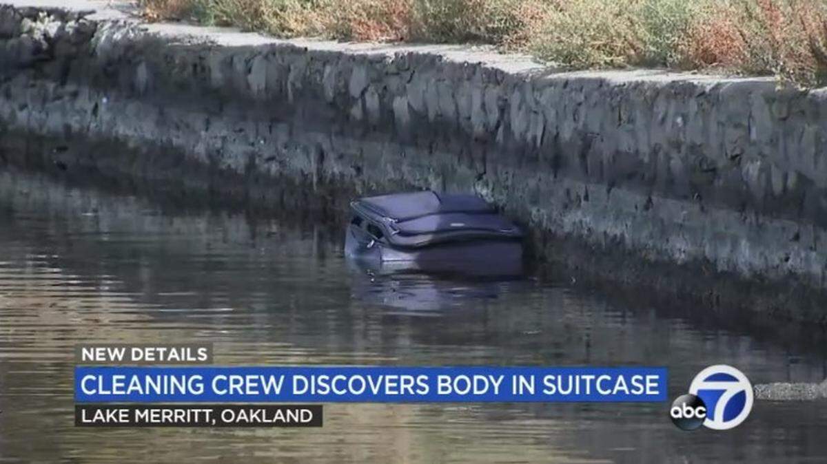 Volunteers cleaning at Lake Merritt in downtown Oakland found a suitcase containing a body in the water, California police say.