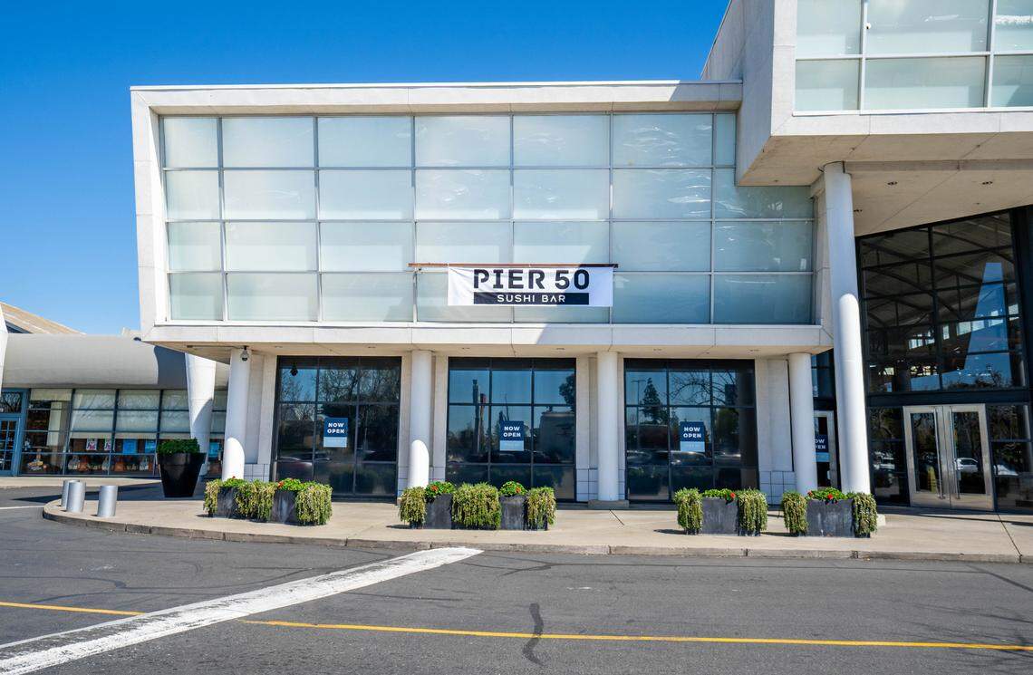 A temporary sign marks Pier 50 Sushi, located at 1735 Arden Way next to Arden Fair mall in Sacramento, on Tuesday.