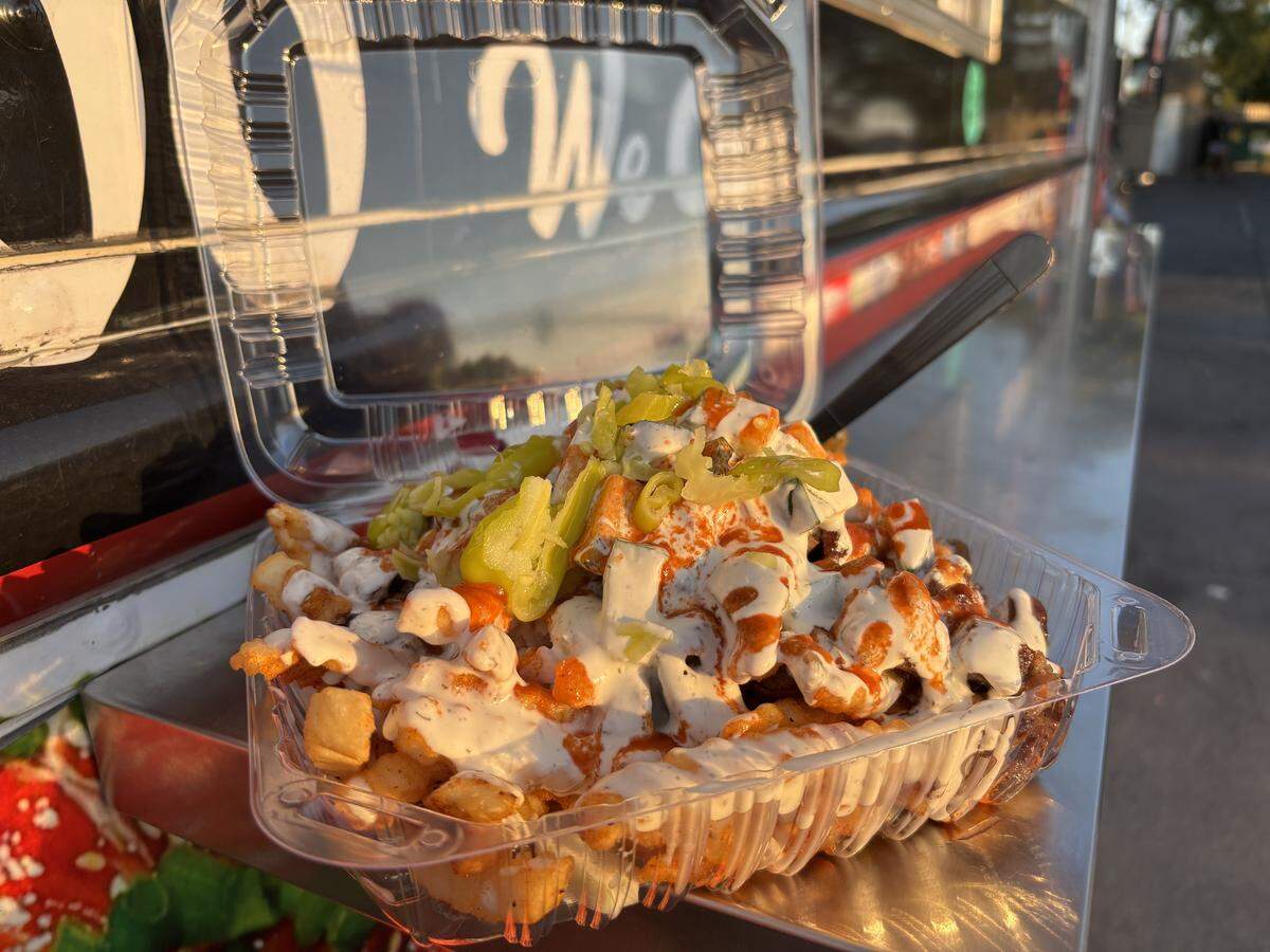 Lamb loaded fries from Gyro Corner in south Sacramento include diced lamb marinated in spices, chopped fresh vegetables, tzatziki and hot sauce. The food truck’s chef prepares all of the dishes’ proteins fresh to order.