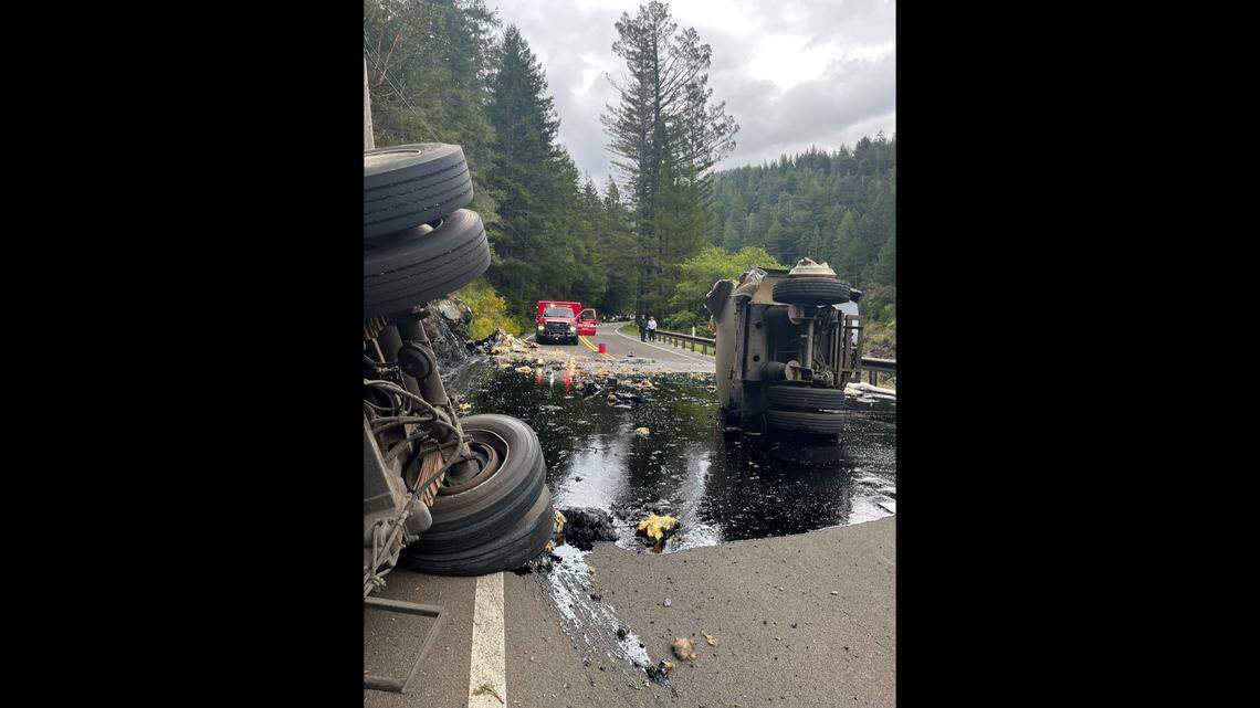 A crash spilled hot tar into the Smith River at Six Rivers National Forest in California, but U.S. Forest Service officials say the pollution threat is minimal.