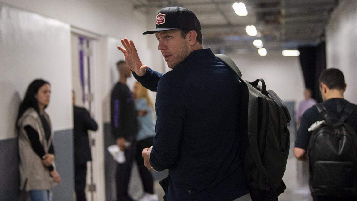 Kings coach Luke Walton leaves Golden 1 Center on March 11 after the team’s game against the New Orleans Pelicans and the NBA season were suspended due to a Utah Jazz player testing positive the coronavirus.