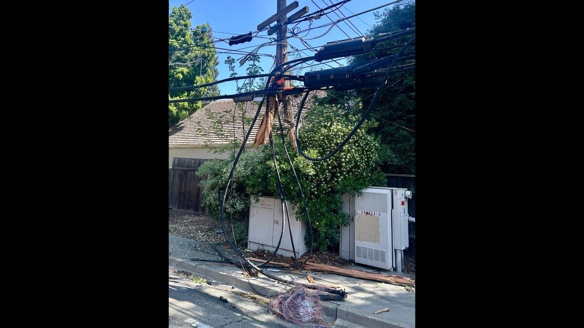 Four people were taken to a hospital for evaluation Saturday after a pickup truck crashed into a power pole in Carmichael, shearing it, authorities said.
