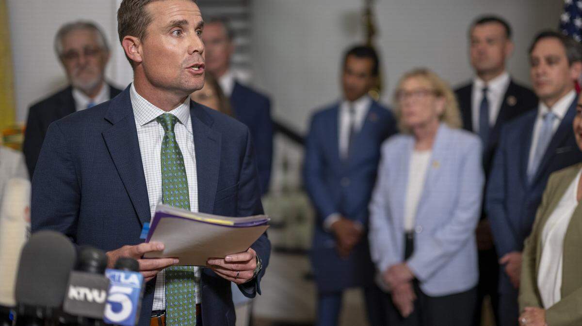 California state Sen. Mike McGuire, D-Santa Rosa, speaks during a news conference in August. McGuire has announced he will run for Congress in the newly redrawn 1st Congressional District, which now includes the North Bay.