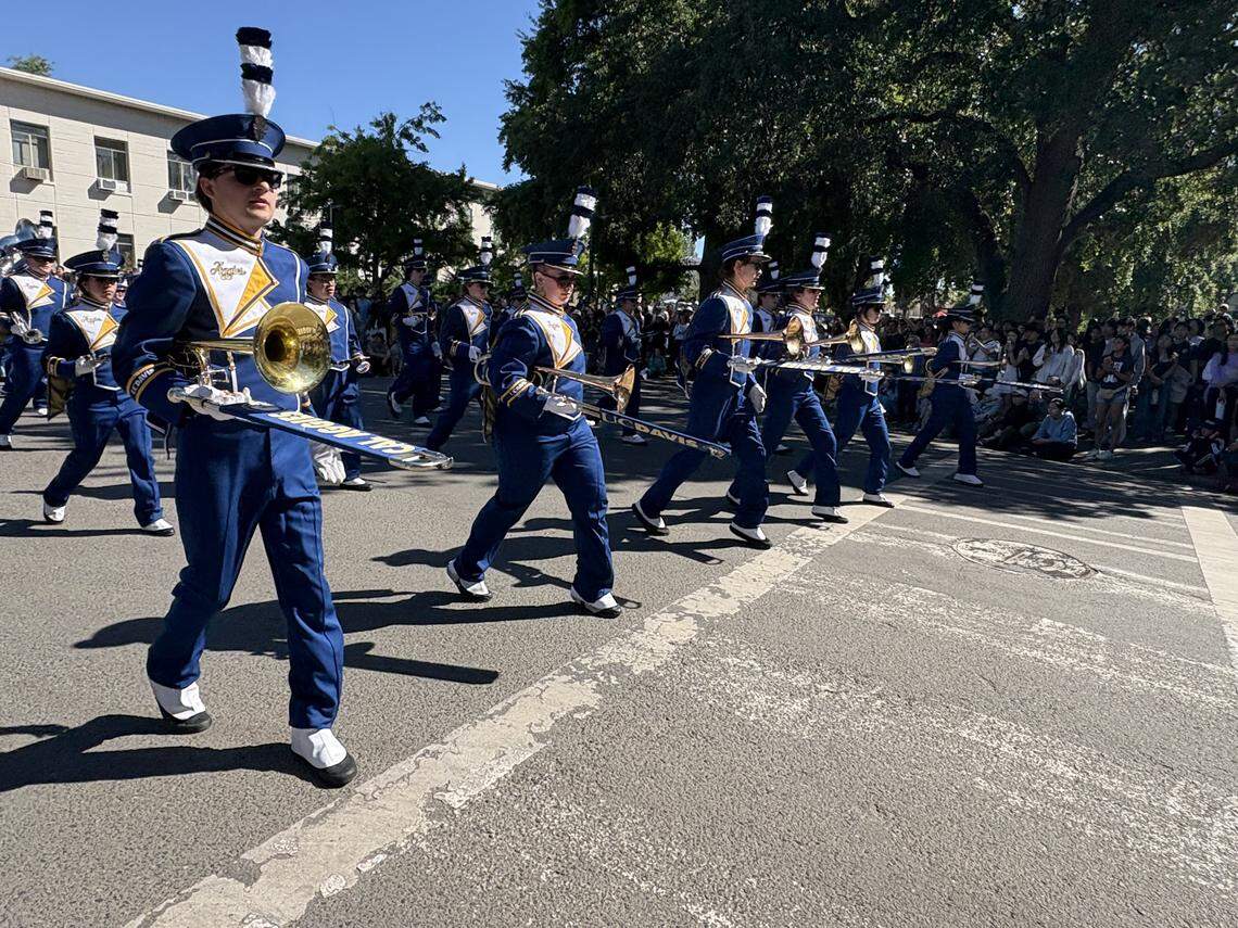 The UC Davis Marching Band marches Saturday at the 112th Picnic Day in Davis.
