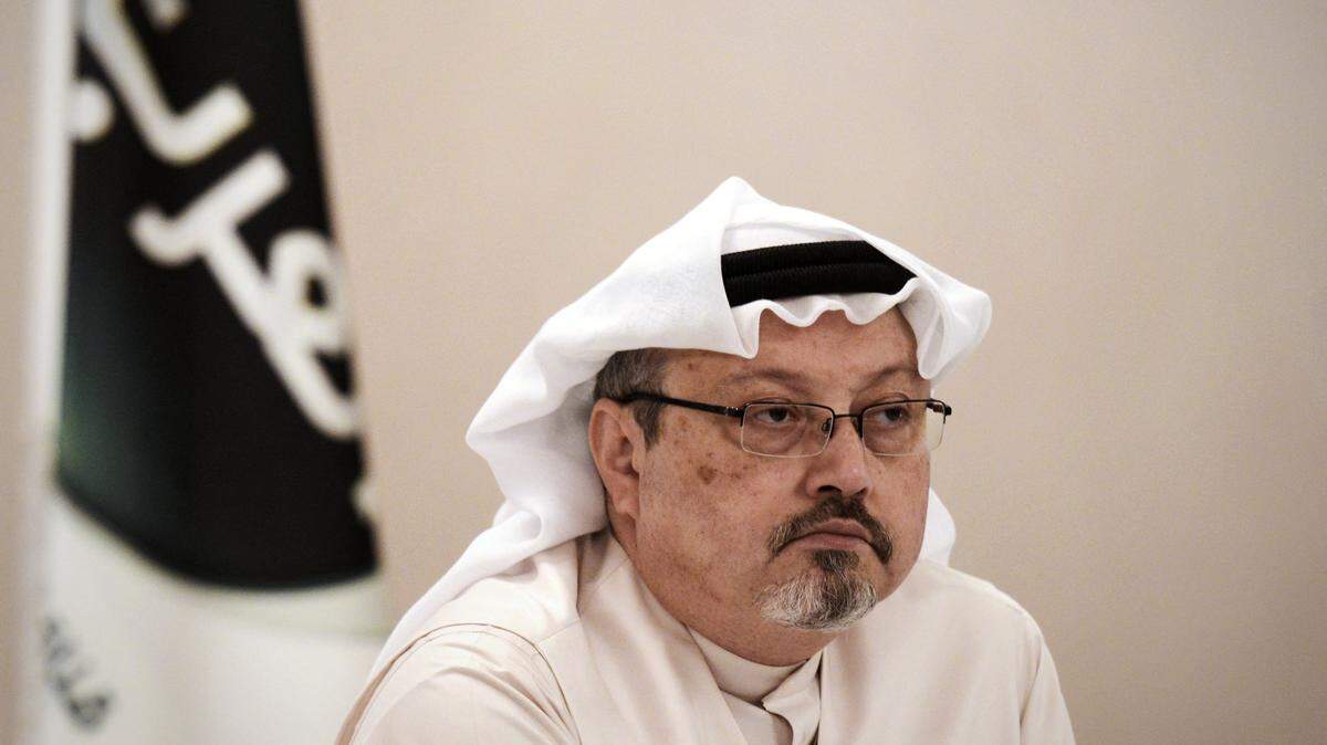 Jamal Khashoggi looks on during a press conference in the Bahraini capital Manama, on December 15, 2014. 