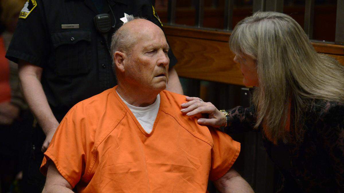 Joseph James DeAngelo, 72, appears with Public Defender Diane Howard as he is arraigned in Sacramento Superior Court on April 27, 2018, for crimes allegedly committed by the East Area Rapist/Golden State Killer.