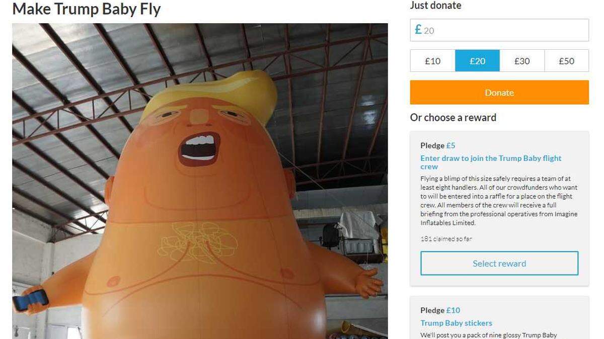 Crowdfunder page for “Trump Baby”