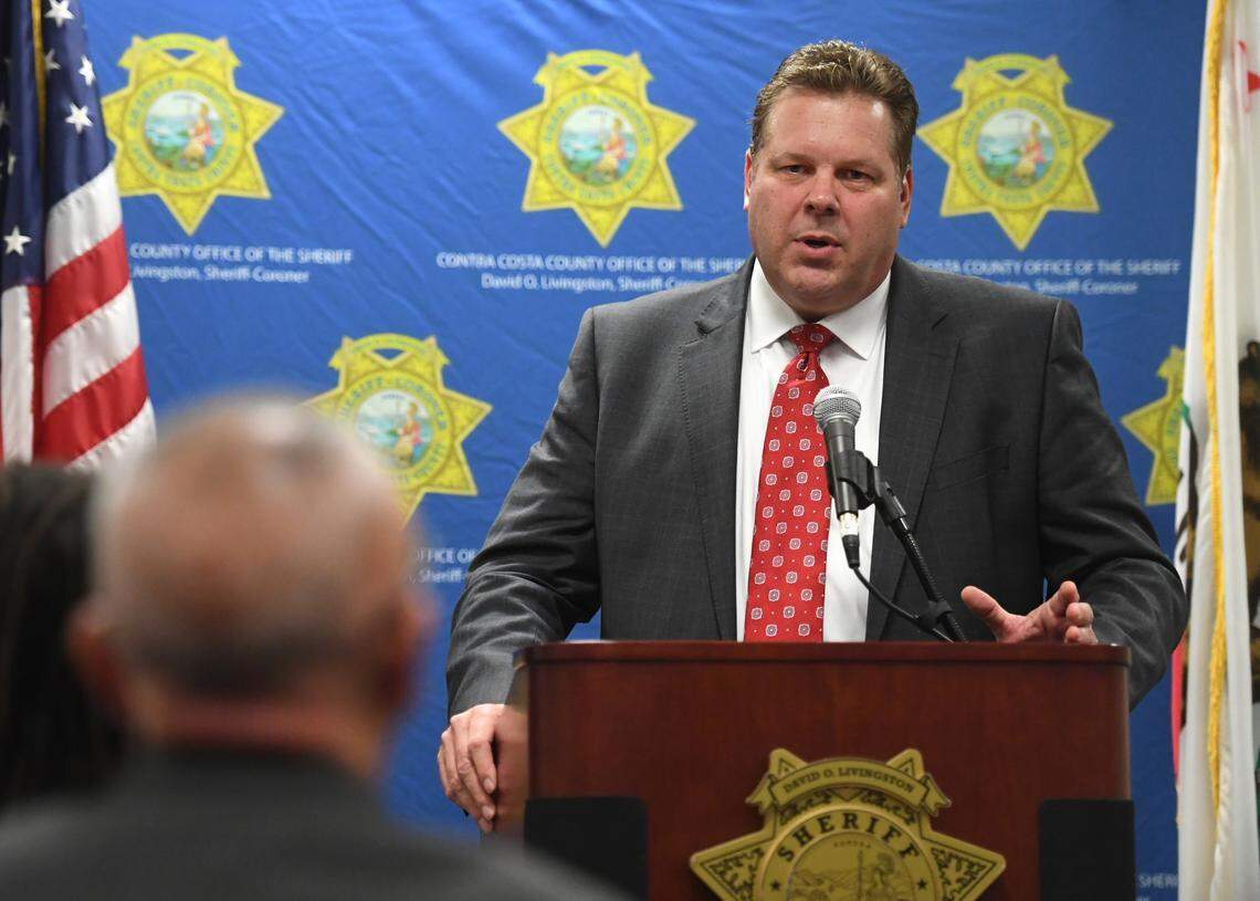 Contra Costa County Sheriff David Livingston answers questions from the media after announcing the end of the sheriff’s contract with U.S. Immigration and Customs Enforcement at a press conference in Martinez in July 2018.