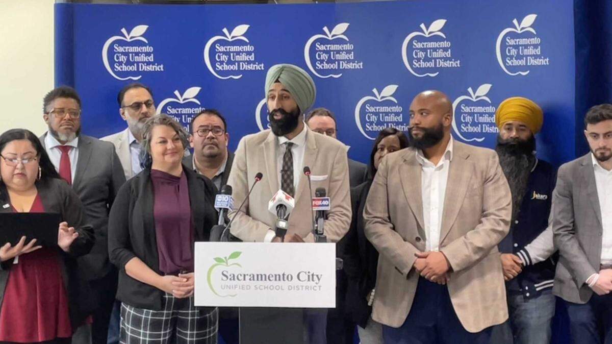 Sacramento City Unified School District Board President Jasjit Singh affirms support for undocumented students amid President Donald Trump’s directive to allow federal immigration agents on school campuses at a meeting on Jan. 29, 2025.