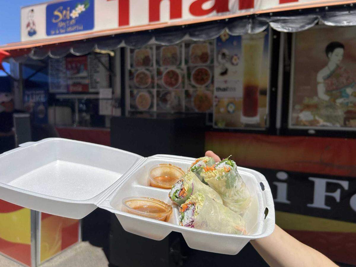 Veggie-packed rolls from Say’s Thai at the California State Fair on Friday at Cal Expo.