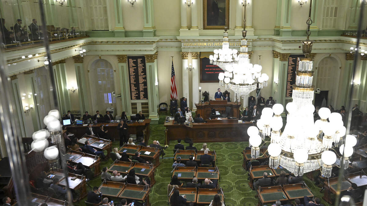 Gov. Gavin Newsom gives his final State of the State address as governor at the California Capitol in Sacramento on Thursday, Jan. 8, 2026.
