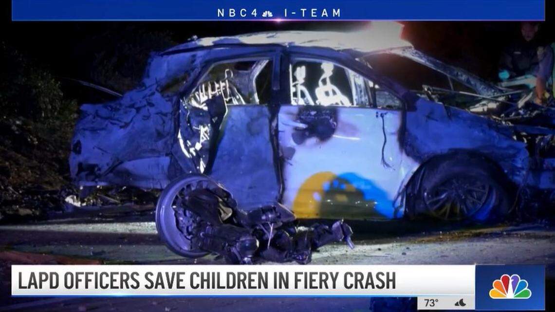 Two Los Angeles police officers say they had to prioritize rescues from a burning SUV, but were unable to save a 31-year-old mother of three after rescuing her children in a June 9 crash.