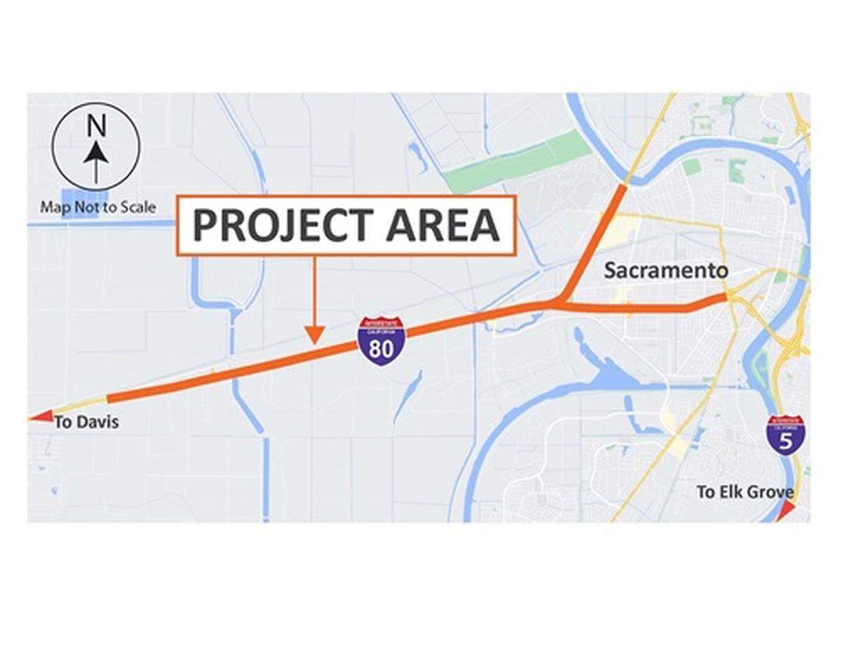 Image of project area where the Caltrans’ Pavement Rehabilitation Project will occur on Highway 50 and Interstate 80.