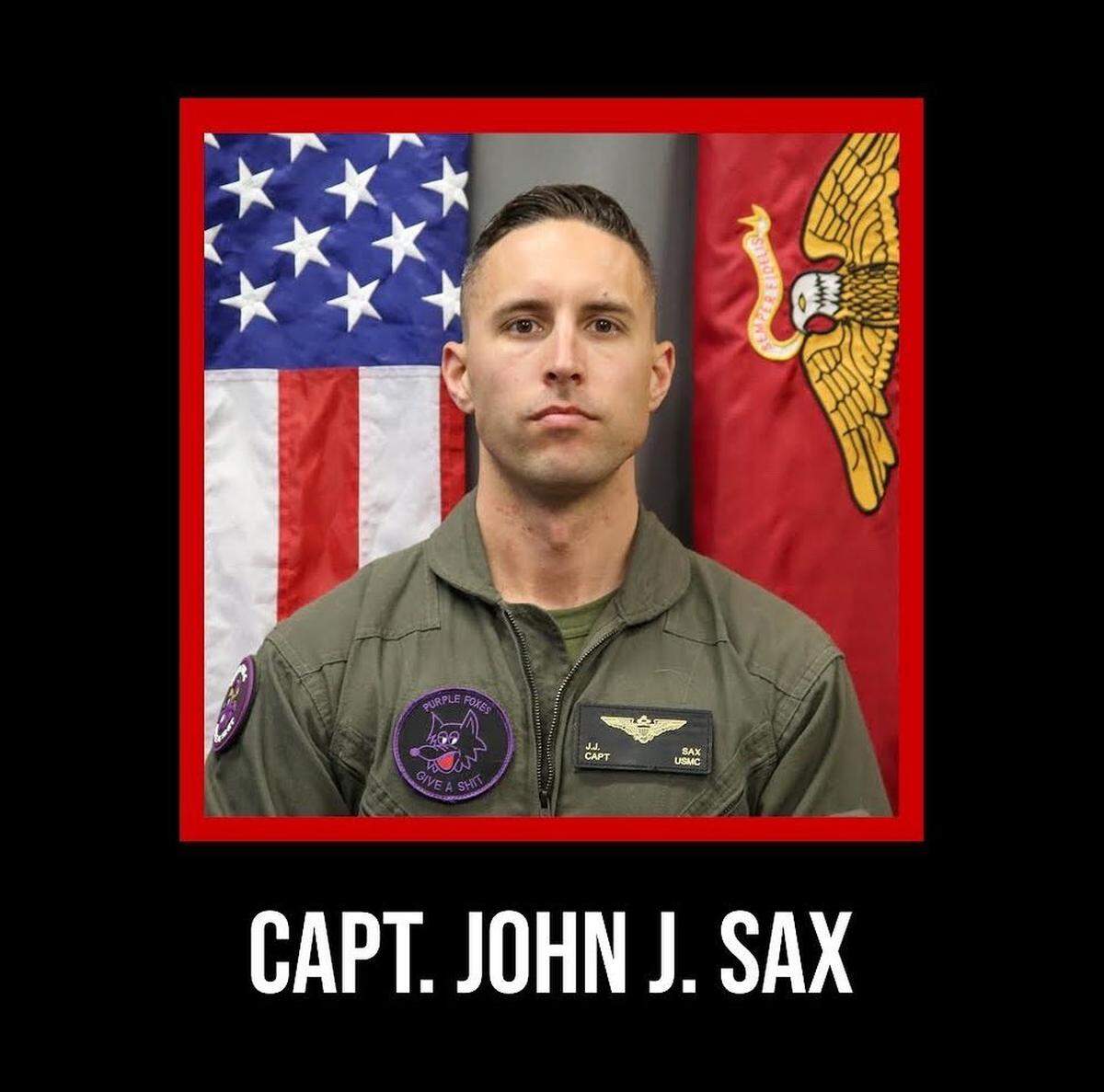 Capt. John Sax is seen in an undated photo provided by the Marine Corps. The pilot was among five killed when their Osprey tiltrotor aircraft crashed in Imperial County on June 8, 2022.