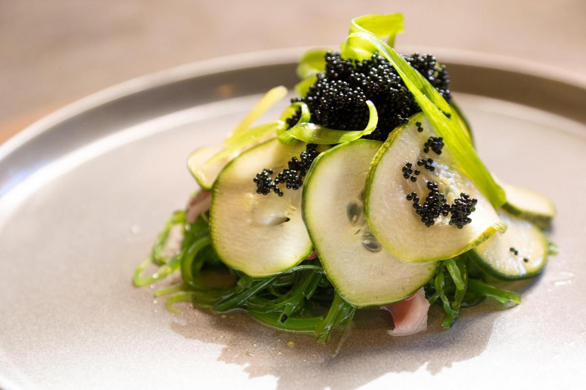 Chilled Pacific octopus and cucumber salad is served at Almighty Food Co. in El Dorado Hills.