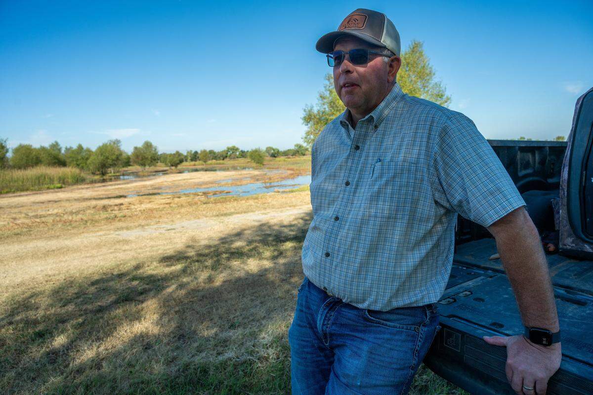 Jon Munger, president of Montna Farms, stands at a 500-acre marsh and wetland property on Aug. 22. The area, located in the lower Sutter Bypass, was rice land until 2007, when it was converted due to a conservation easement with the U.S. Fish and Wildlife Service.