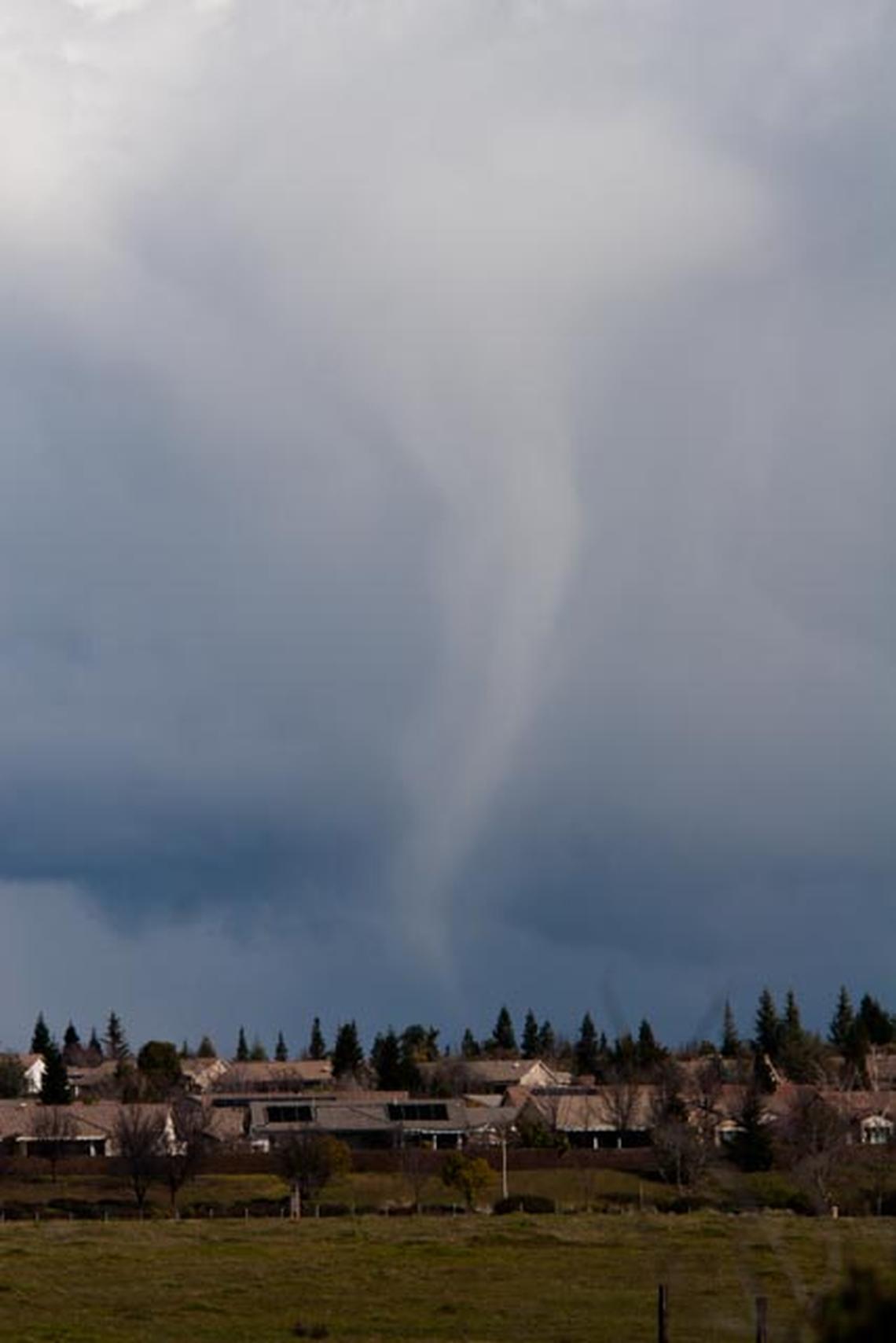 A funnel cloud is captured near Twelve Bridges Road in Lincoln.