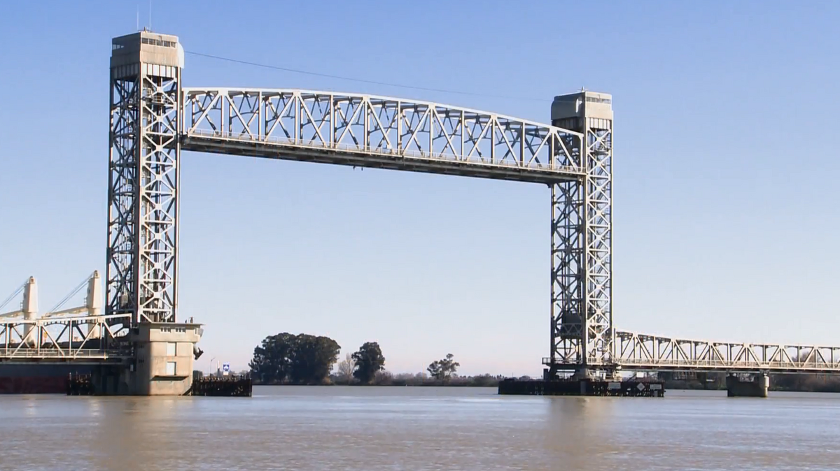 The Rio Vista bridge, as seen in this undated file photo, is currently stuck in this position, according to Caltrans.