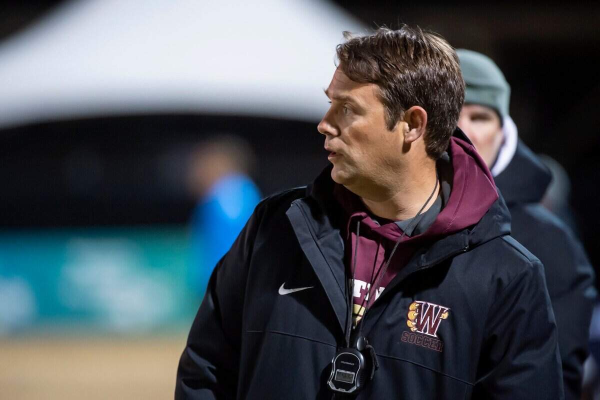 Whitney Wildcats head coach Joel Williams watches from the sidelines during the second half at the CIF Sac-Joaquin Division I boys soccer championship on Feb. 24 at Heart Health Park in Sacramento. The Wildcats defeated Modesto, 5-0.
