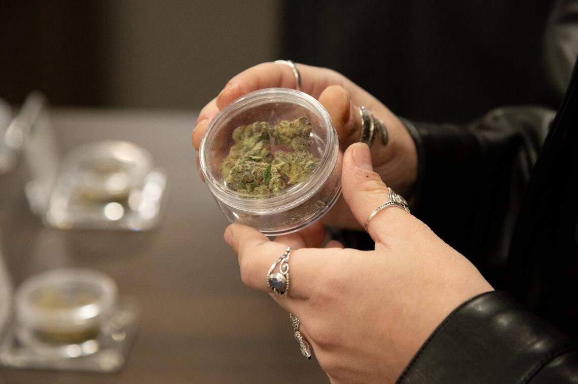 A marijuana bud sample at the Perfect Union marijuana dispensary. Perfect Union stores in Sacramento and Woodland will celebrate 4/20 on Monday.