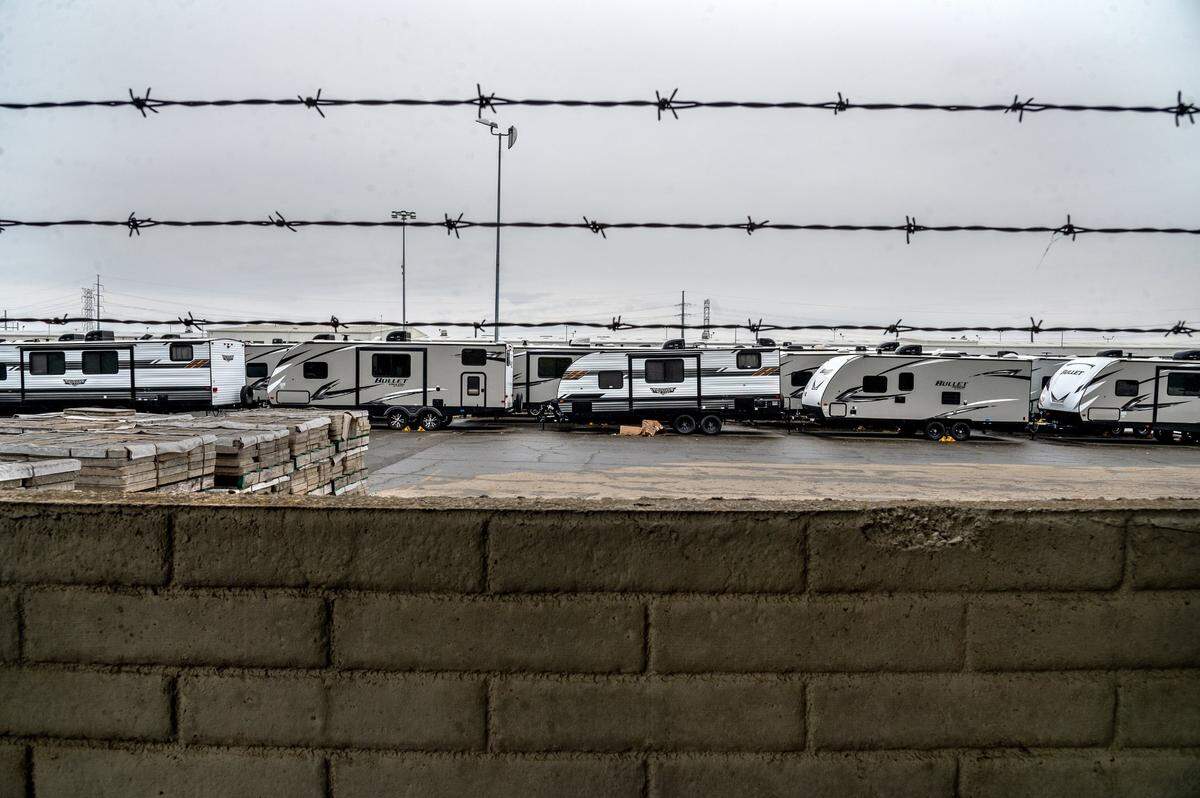 RVs that have been empty since June sit inside the city of Sacramento Corporate Center on Kenmar Road in Sacramento in November.