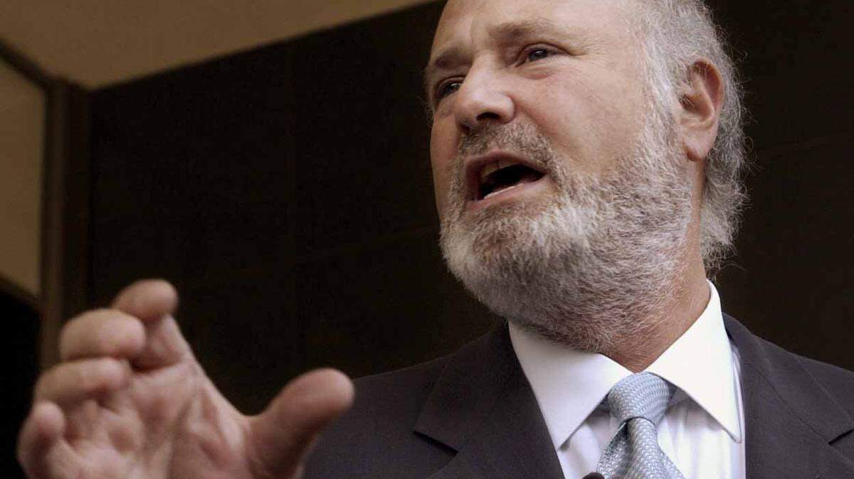 Rob Reiner, then-chair of the First 5 California commission, announces an investment of $100 million to implement Preschool for All at a press conference outside of the Water Resources Building in Sacramento in 2003. His commission is charged with distributing tobacco taxes collected from Proposition 10.