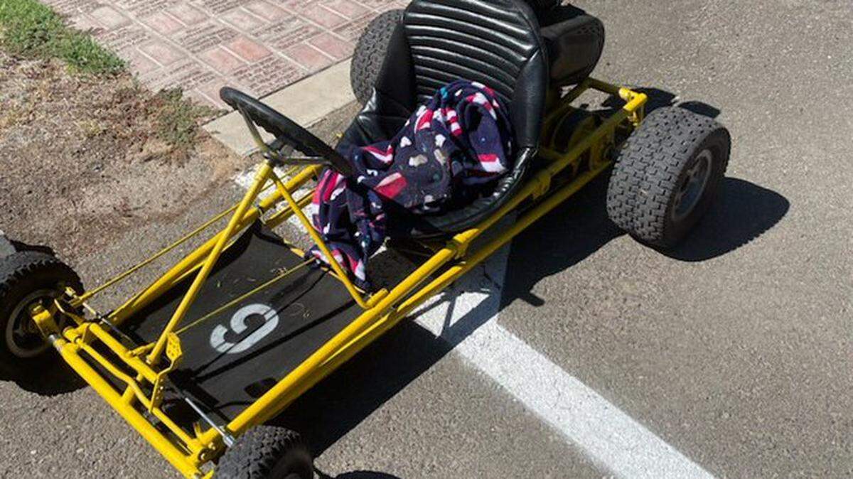 A go-kart belonging to nonprofit Ben Ali Shriner, which supports a local hospital. Eight go-karts were stolen on Thursday. On Sunday, police arrested one person in connection with the thefts.