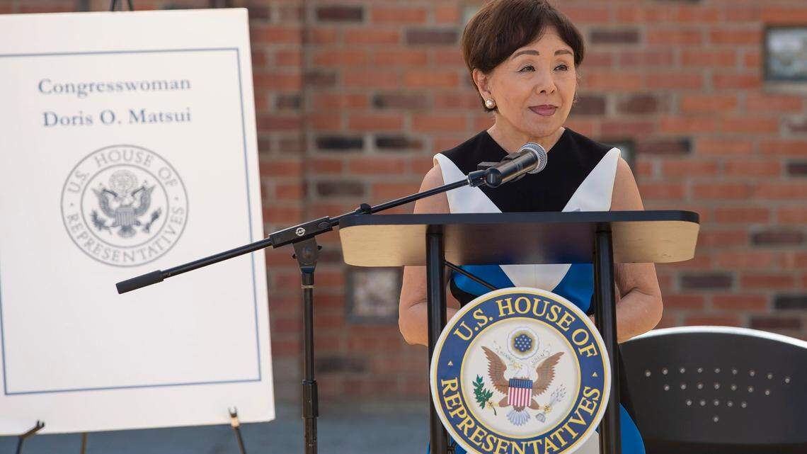 Congresswoman Doris Matsui, D-Sacramento, speaks to the crowd gathered during a press conference to expand Sacramento’s tree canopy at the City Church of Sacramento in Oak Park last summer. Matsui is facing a challenge for her seat this year from Jimmy Fremgen.
