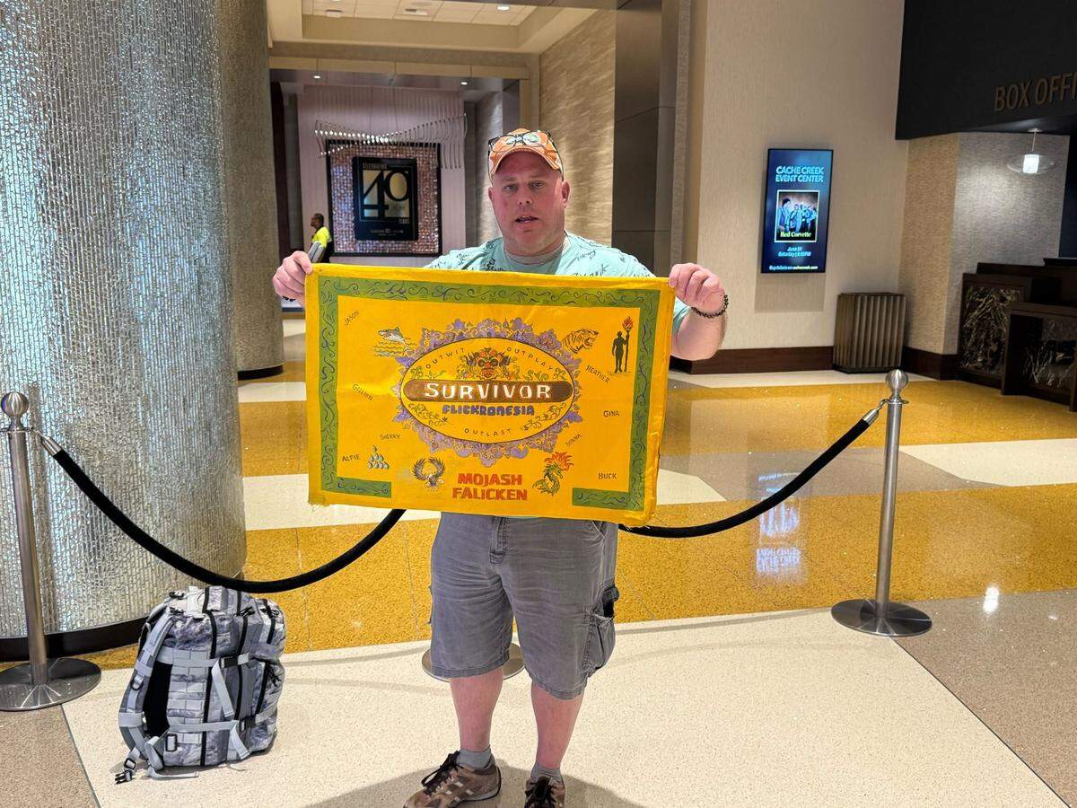 Jason Flick, a camera manufacturer from North Aurora, Illinois, attends his 35th in-person casting call for “Survivor” at Cache Creek Casino Resort on Monday. He said the trip cost him $600 and two days of work but was worth it.