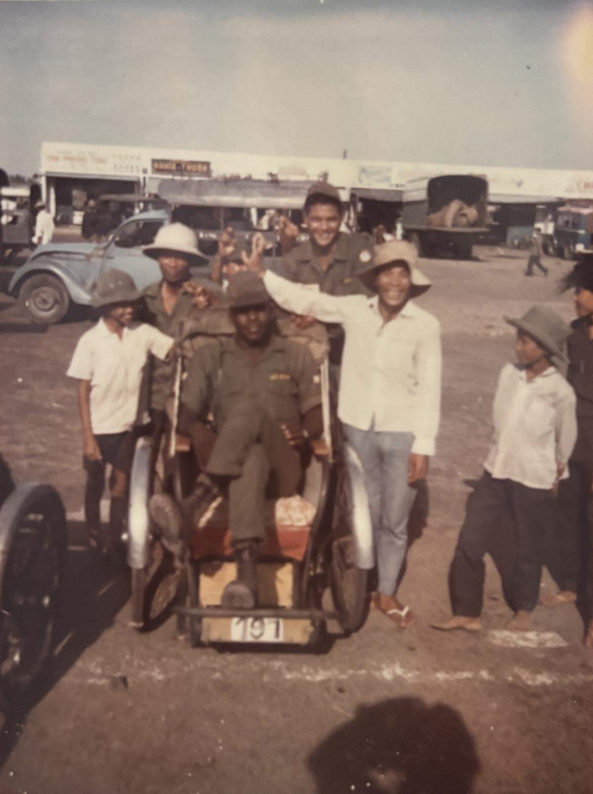 U.S. Army Specialist Fourth Class Manuel Gines stands fourth from left while serving in the Vietnam War. Gines was killed in 1968, during his second tour of duty, when a gun accidentally discharged.