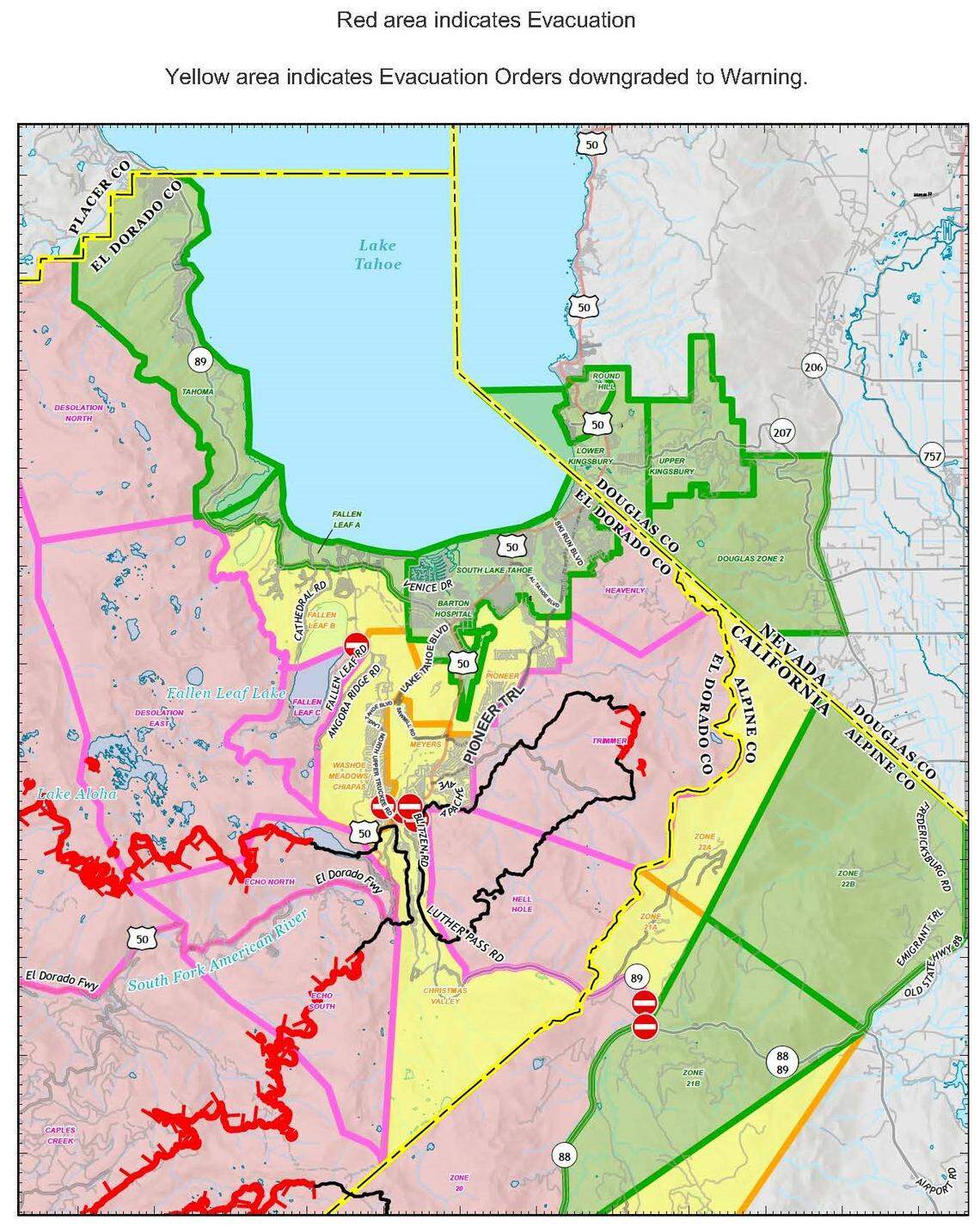 A Cal Fire map shows lifted evacuation orders in Christmas Valley.