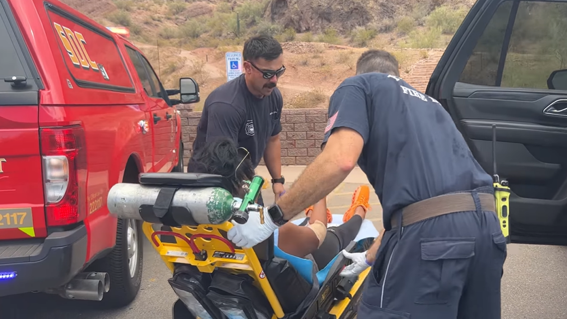 A group of women visiting Phoenix needed to be rescued from Camelback Mountain in 100-degree heat on June 23, 2022, fire officials said.