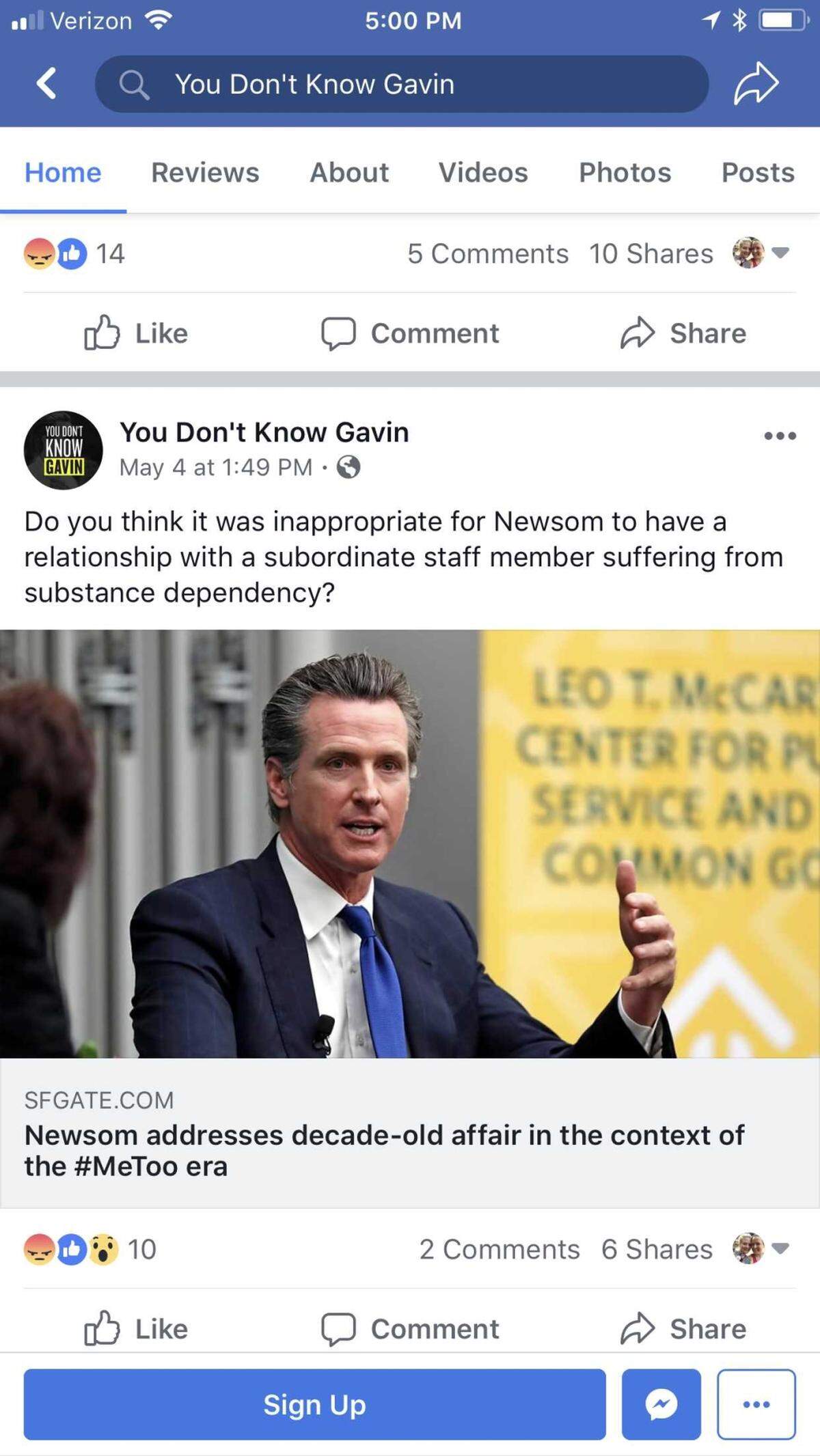 Screenshot of Facebook ad slamming LT. Gov. Gavin Newsom, who is running for governor.