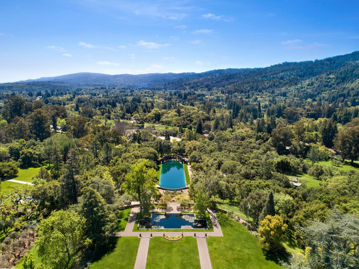 A stunning Roman pool is part of the property.