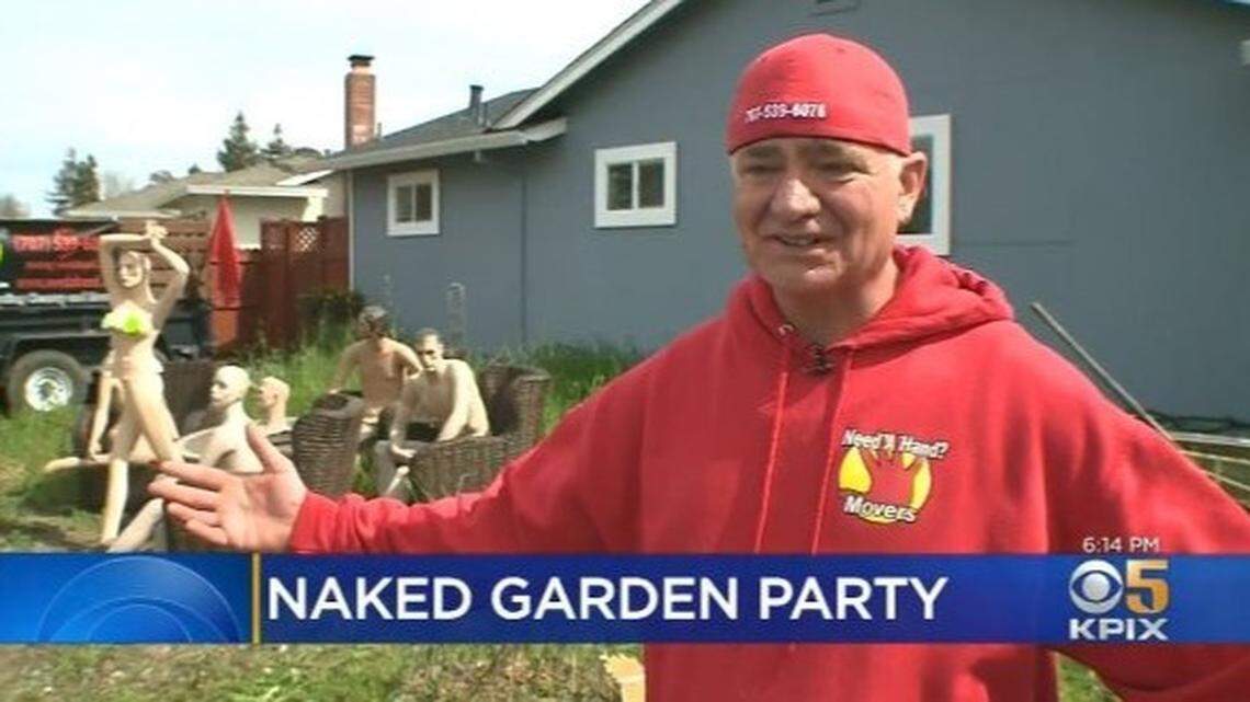 Jason Windus, a Santa Rosa, California, homeowner put up naked mannequins in his yard after the city forced him to lower a newly built fence following a complaint. The fence violated city codes, officials say.