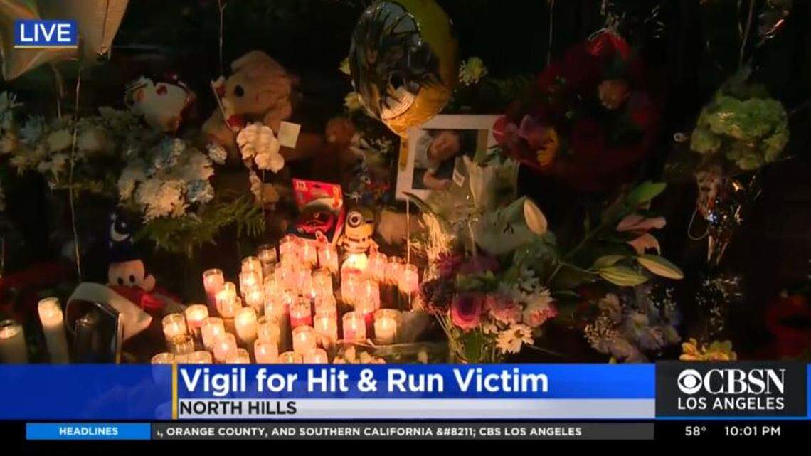 An 18-month-old child in a stroller died after a vehicle careened onto a sidewalk following a collision in North Hills, California, Los Angeles police said.