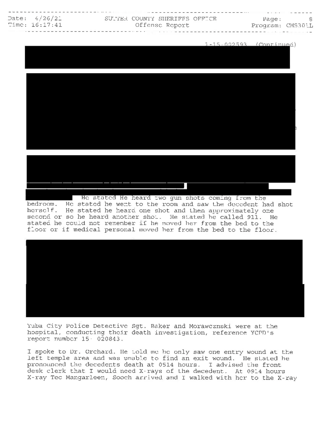 Sutter County Sheriffs Office: Offense Report