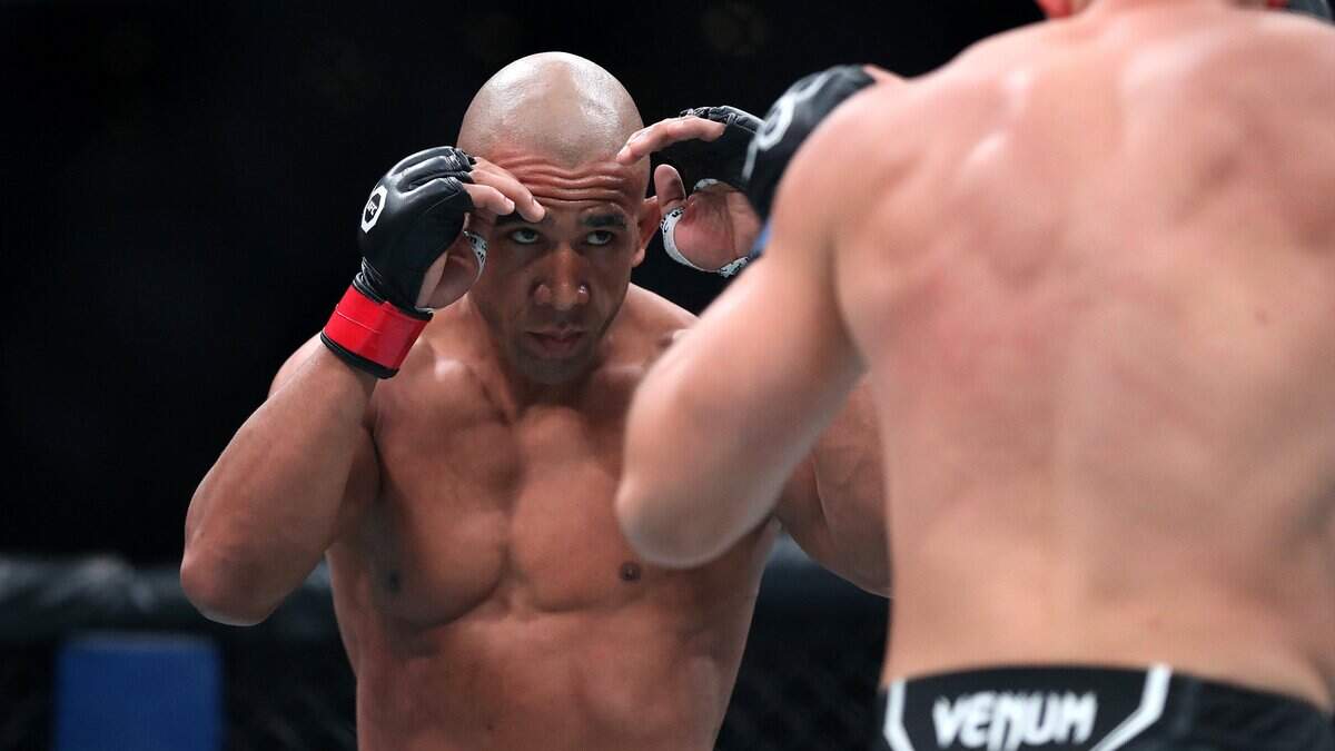 BOSTON, MASSACHUSETTS - AUGUST 19: Gregory Rodrigues faces off with Denis Tiuliulin during their Middleweight bout at UFC 292 at TD Garden on August 19, 2023 in Boston, Massachusetts. (Photo by Paul Rutherford/Getty Images)
