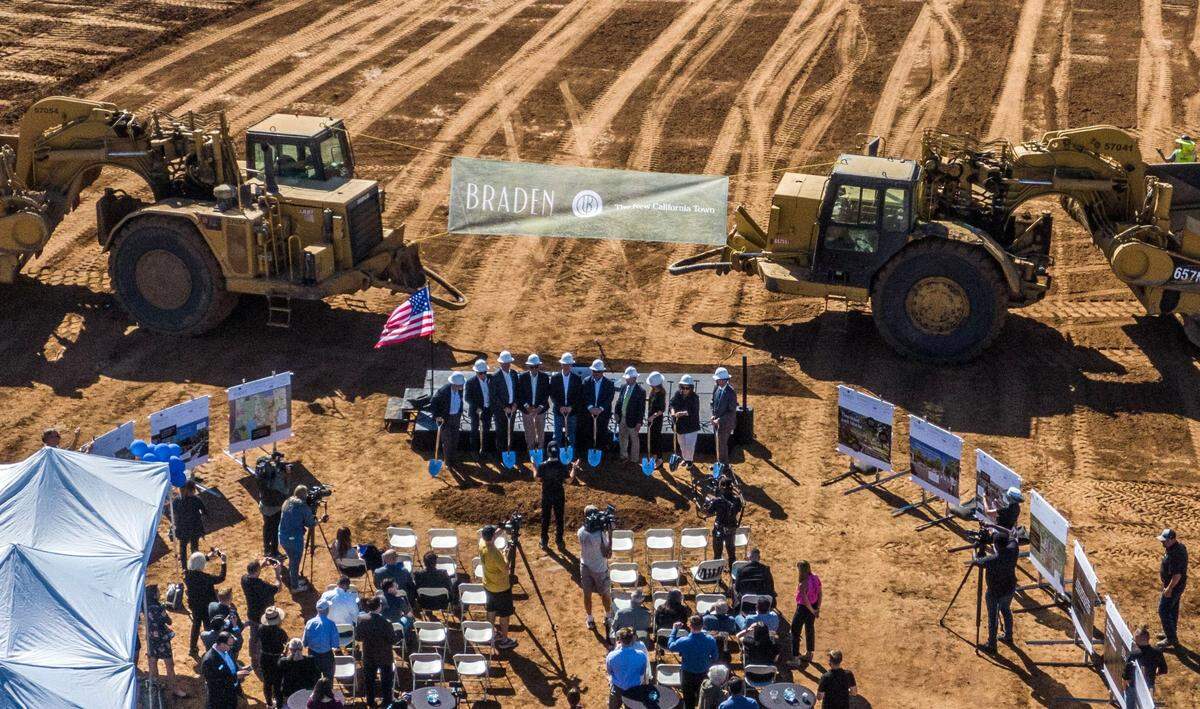 Participants get ready for the ground breaking for Braden, a new Sacramento County housing community southeast of Rancho Cordova, on Thursday. The 2,667-acre development, once known as Cordova Hills, is being developed by Somers West and will feature 8,000 homes after completion.