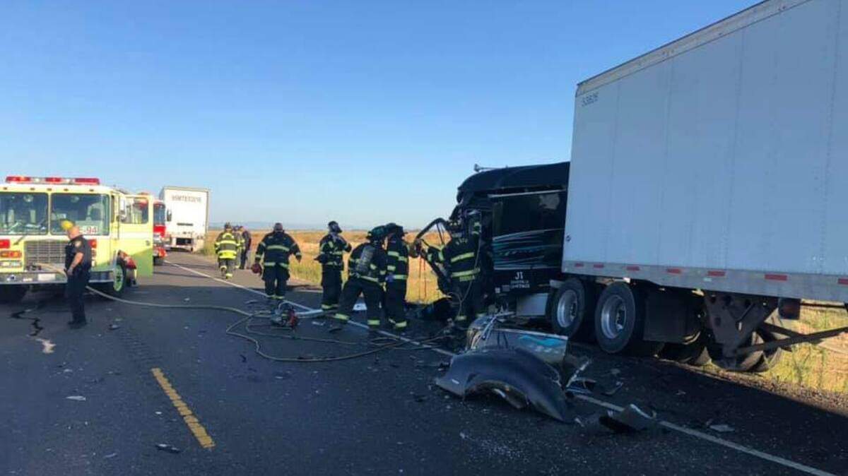 A major-injury collision involving two semitrucks has closed Highway 12 traffic in both directions Monday morning in south Sacramento County, according to the California Highway Patrol.