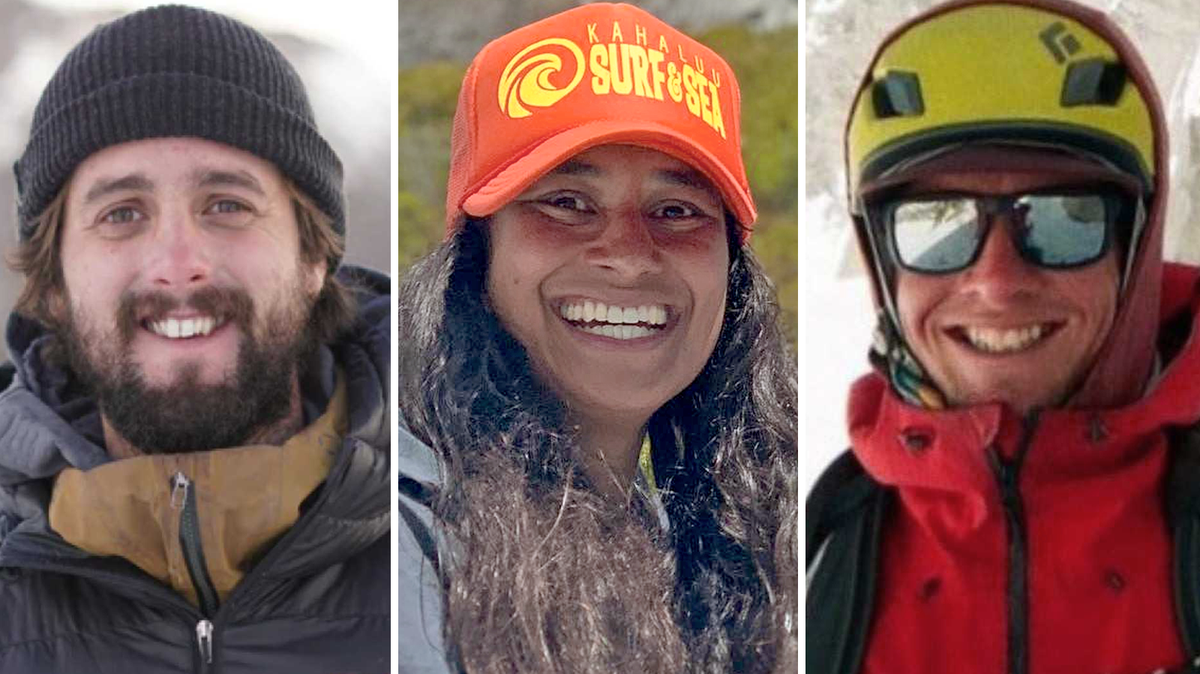 The three guides who died in the Castle Peak avalanche Tuesday, Feb. 17, 2026, were identified. From left: Andrew Alissandratos, Nicole Choo and Michael Henry.